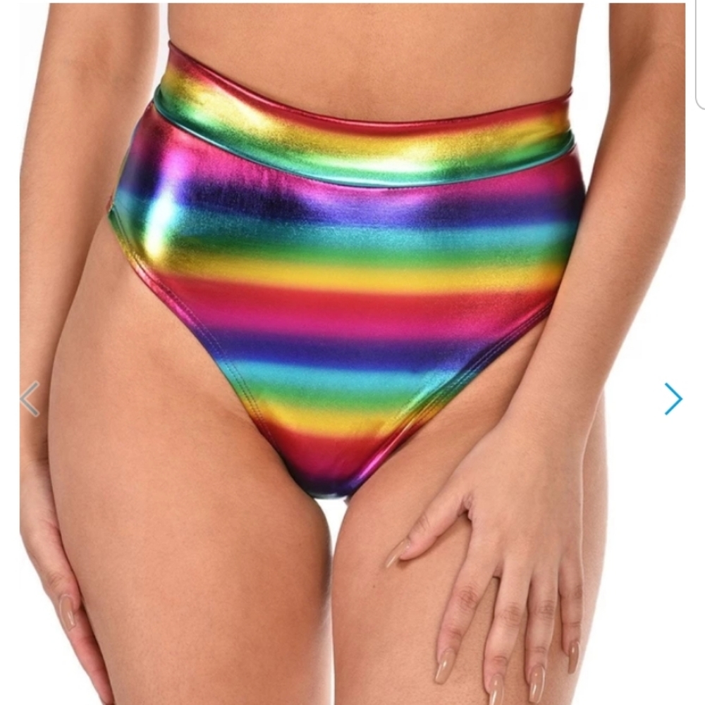 iHeartRaves High Waisted Metallic Booty Shorts